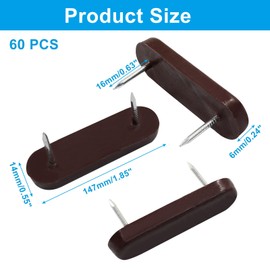 Unlorspy 60Pcs Plastic Head Double Pins Furniture Chair Leg Pins in Brown Bed Skirt Holding Pins for Bedskirts and Slipcovers (Brown)