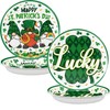 St. Patrick's Day Party 9 Inch Plates Green Shamrocks Gnomes