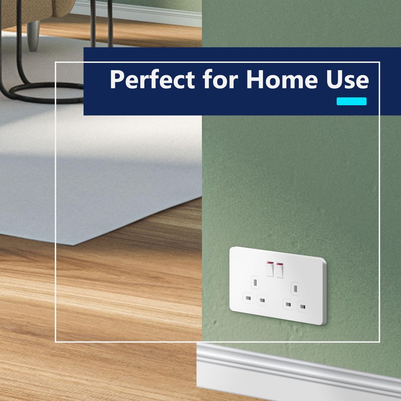 LIDER 2-Gang Switched 13A Socket, 13 Amp Plug Socket with