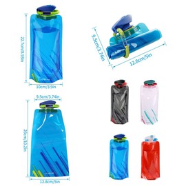 Dfuqanb Pack of 4 Foldable Water Bottles, Foldable Flexible Water Bottles, Reusable Water Bottle, Foldable Water Bottle, for Hiking, Adventure, Travel, 700 ml