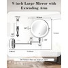 vpu 9" Wall Mounted Makeup Mirror with Light, 20X/1X Height