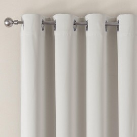 VEHEDE Light Beige Opaque Living Room Curtains, Thermal Curtain, Cold Protection, Blackout Curtains with Eyelets, Living Room, Eyelet Curtain, Panel Curtains, Modern, H 175 x W 140 cm, Set of 2