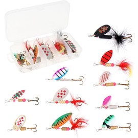 OriGlam 10pcs Spinner Bait Fishing Lures Set, Multi Colored Fishing Spinners Lures Baits Fishing Lures, Spoon Spinnerbaits Swimbait Trout Spinner for Trout Salmon Bass