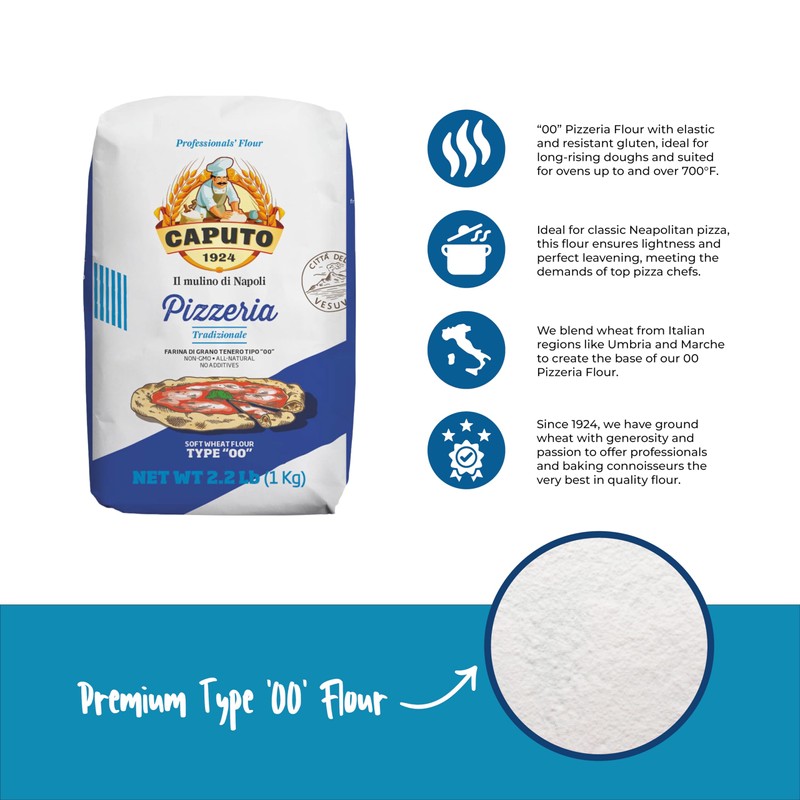 Mulino Caputo 00 Pizzeria Flour - 1-kilo bag (Pack of