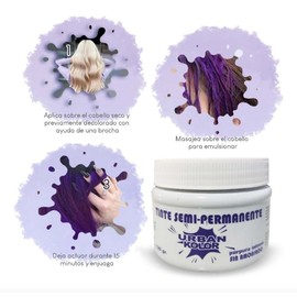 Tinte Semi-Permanente Urban Kolor Shot Variedad de Tonos Fantasía (Púrpura Intenso)