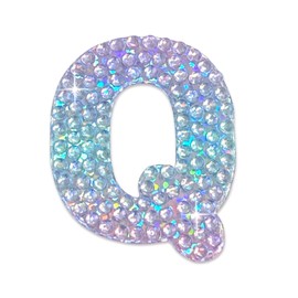 StickerBeans® Sparkly Rhinestone Alphabet Letter Sticker Q - Unique Design 2” x 2” Cut-to-Shape Adhesive - Personalization, Collecting, Gifting, Scrapbooking, Decorating Laptops, Journals, Planners