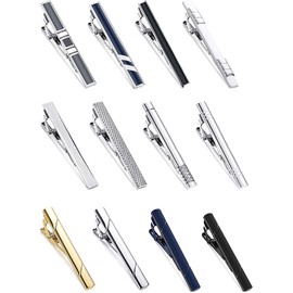 YADOCA 10-12 Piece Tie Clip Tie Holder Men's Tie Slim Tie Bar Set Business & Gift Box, Brass
