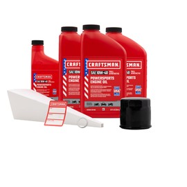 CRAFTSMAN Oil Change Kit compatible with Kawasaki KAF950 Mule 2510/3010/4010 10W-40 Full Synthetic -In The Kit: 3.5 Quarts of Oil, 1 Filter, 1 Crush Washer, 1 Oil Change Sticker (CMXOKLT400249)