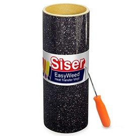 Siser Glitter Black Easyweed Heat Transfer Craft Vinyl Roll Including Stainless Steel Weeding Tool (3ft x 10")