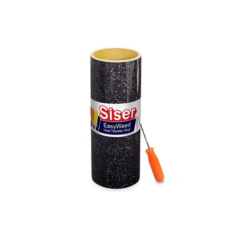Siser Glitter Black Easyweed Heat Transfer Craft Vinyl Roll Including