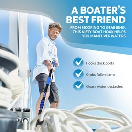 SandShark Boat Hook (Hook Only) for Telescoping Boat Pole - Anodized Aluminum Dock Pole, Sturdy Extension Pole with Foam Grips - Boat Accessories, Fishing Accessories, Pontoon Boat Accessories.