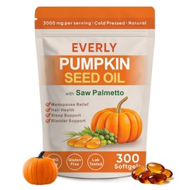 Everly Pumpkin Seed Oil with Saw Palmetto, 300 Softgels, Cold Pressed Pumpkin Seed Oil (1)