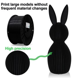 YOUSU 3KG PETG Filament 1.75mm Black, PETG 3D Printer Filament, Cost Effective Large Roll PETG 3D Printing Filament for Big Projects