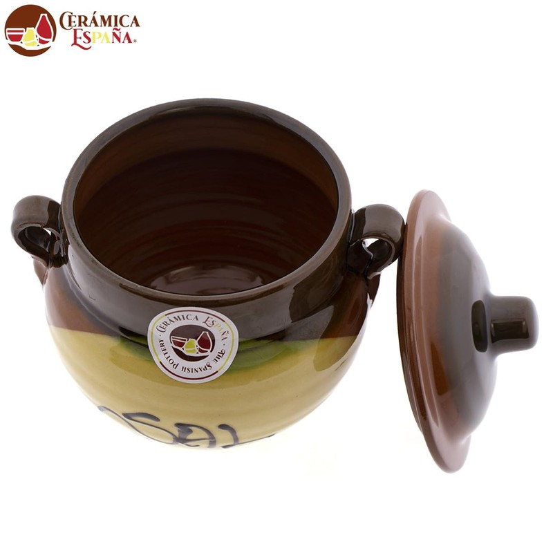 CERÁMICA ESPAÑA Rustic Ceramic Salt Shaker, Kitchen Jars, Original Salt
