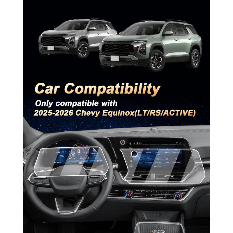 2026 Chevy Equinox Screen Protector - 2 Pcs 11.3-Inch Navigation+11-Inch