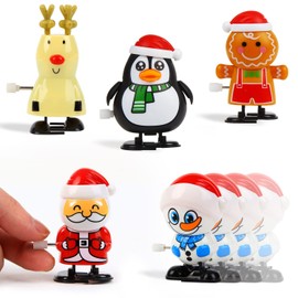 SULOLI Pack of 8 Wind Up Toys Christmas Clockwork Toy by Santa Claus Snowman Penguin for Children Christmas Party Gifts Decoration