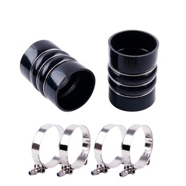 ASYXPCRH ID 4 Inch Silicone Charge Air Intercooler Hump Heavy Duty Hose Pipe Boot with 4 × T-Bolt Clamps Set Cooler Intake Kit Turbo Coupler CAC Red 4" × 8" 2 PCS Black