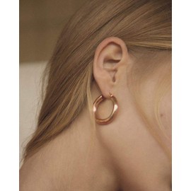 BOUTIQUELOVIN Rose Gold Chunky Hoop Earrings for Women, Lightweiht Hypoallergenic Thick Hoop Earrings