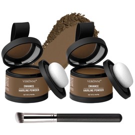 2Pcs Hairline Powder with Brush Hair Shadow Root Touch Up Powder Set for Thinning Hair Gray Hair Coverage Hairline Concealer for Women (#11-Light Brown)