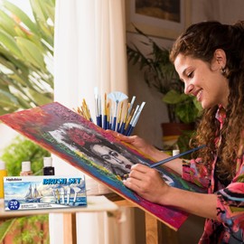 Painting Brushes Set, 20 Sizes Different Kids Paint Brushes Acrylic Paint Brush Set, Paint Brushes Bulk for Nail, Face Art, Craft, Rock Painting and School Project