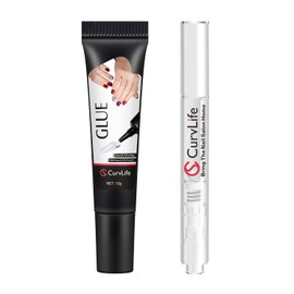 CurvLife Curvlife 10g Semi Solid Nail Glue Gel with 5ml Nail Glue Remover Pen, No Need for Uv Light, Gel Glue for Press On Nails, Nail Glue Remover for Nails, Click&Remove Pen