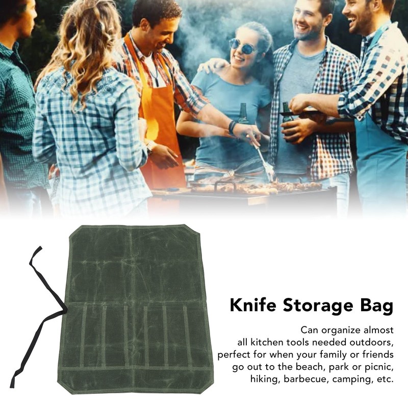 Camping Utensil Bag Canvas Cookware Knife Storage Bag Portable Tools