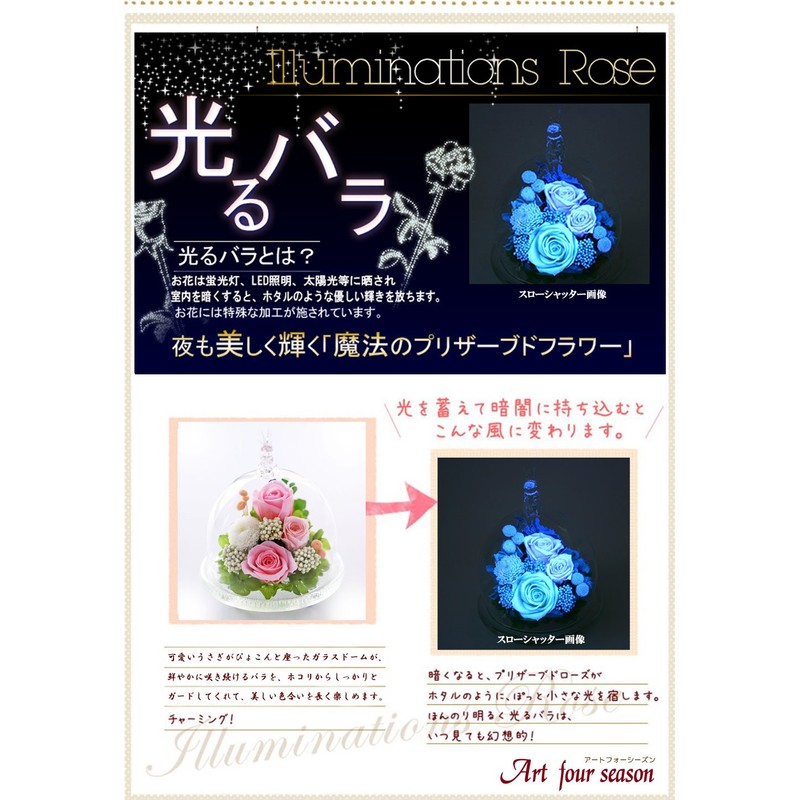 Art Four Season Luminous Rose, Preserved Flower, Rabbit