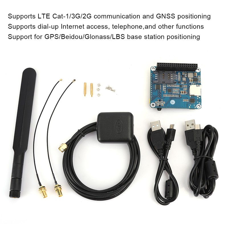 Positioning Expansion Module for Raspberry Pi LTE Cat-1/3G/2G Communication/GNSS SIM7600E