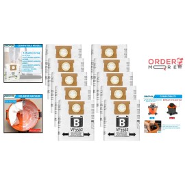 10 Pack Ridgid Vacuum Bags, Size B - 2-Ply Filtration for 5-10 Gallon Vacs