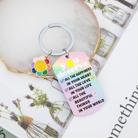 OEHEDOU Inspirational Birthday Gifts For Women Teen Girls Boys Inspirational Gifts For Women Adults Girls Women keychain Encouragement Birthday Gifts For Friends Sister Brother You Deserve All