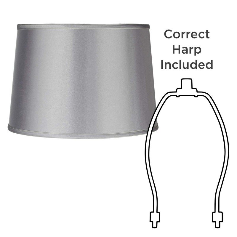 Sydnee Satin Light Gray Large Drum Lamp Shade 14" Top