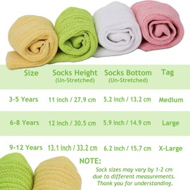 AWS/American Made 1 Pair Girls Slouch Socks 3 Years to 15 Years Long Scrunchy Crew Socks (6-8 Years Old, Pink)