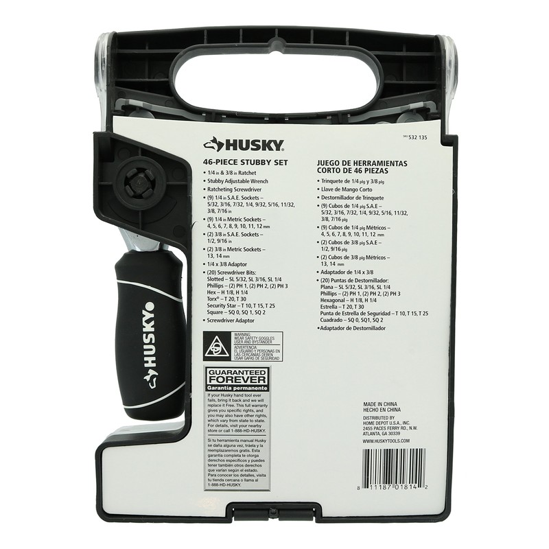 Husky Stubby 46 Piece Ratchet and Wrench Set w/ Drive