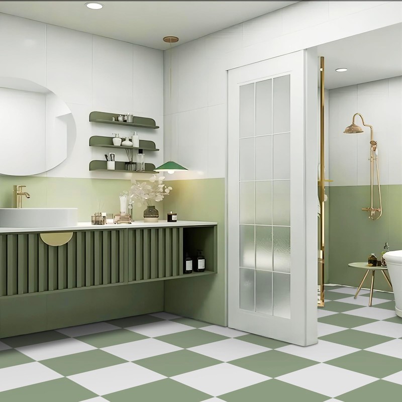 Alow Peel and Stick Floor Tile Waterproof, 30pcs Light Green