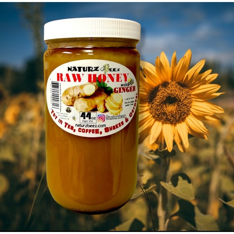 NATURZ BEEZ GINGER RAW HONEY 44oz 100% PURE RAW UNFILTERED