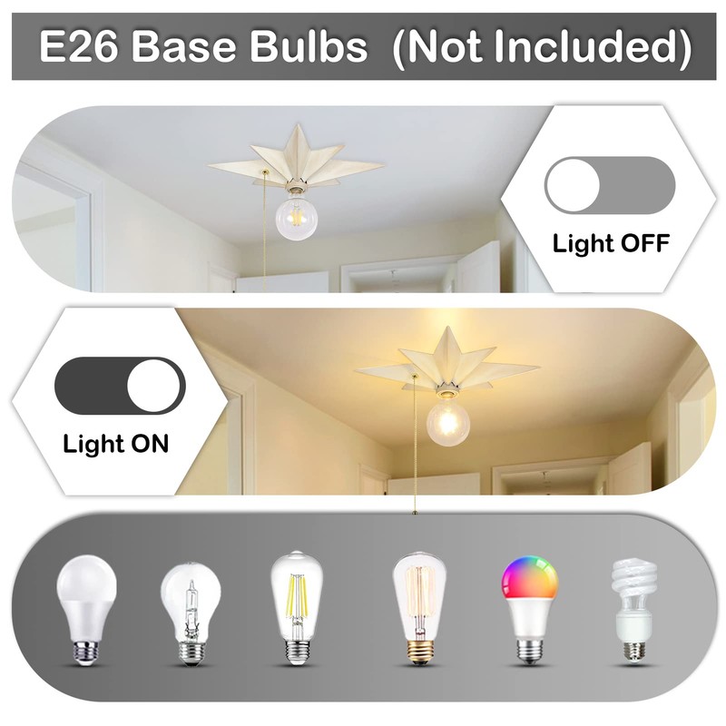 16 inch Flush Mount Ceiling Light with Pull Chain On/Off