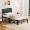 LUSIMO Twin Size Bed Frame with Headboard and Storage Fabric