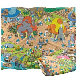 The Smurfs Blanket, 60"x80" Smurf Village Silky Touch Super Soft Throw Blanket