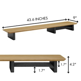 IVE Design Walnut Monitor Stand for Desk (44 Inch) Large Monitor Stands for 2 Monitors, Desk Shelf for Top of Desk Walnut Monitor Shelf