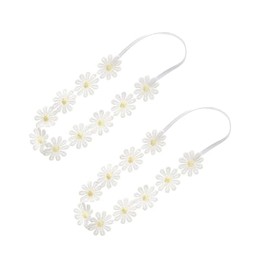 URIMPAVIDO 2PCS Baby Girl Lace Flower Headband Soft Elastic Hair Bands Cute Floral Headpiece for Baby photography (Yellow, 14.96 Inch)