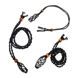 S.fields.inc Macrame Braided Necklace Cord Necklace Holder Wrap Stone Set of 3 Natural Stone Power Stone, macrame