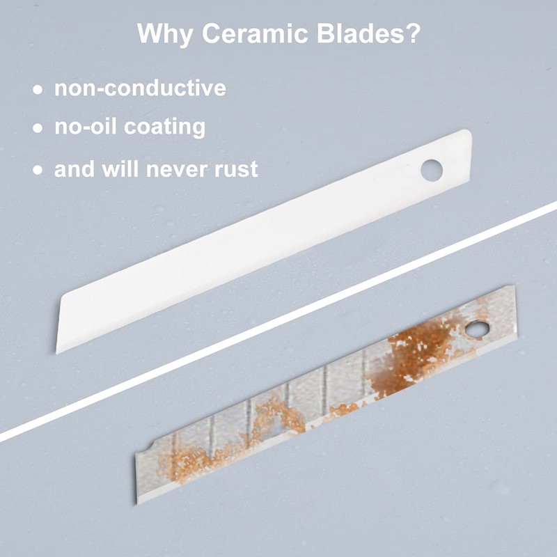 CUTOKAY Upgrade 1.5x Thickness Ceramic Box Cutter Blades 9mm Wide