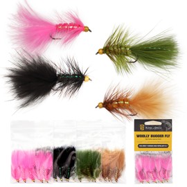 ALPHA and OMEGA - Woolly Bugger Fly KIT (20 Flies) with Bead Head (Hook Size #8) Trout Steelhead Salmon Fishing Streamer Wooly Bugger Beadhead - (Pack of 20)