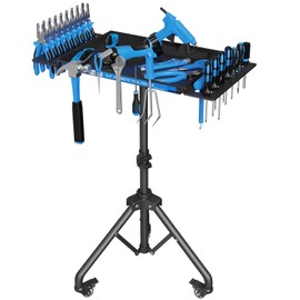 Kweetle Rolling Tool Cart with Magnetic Strip, Mobile Work Table Rolling Workbenches with Wheels Adjustable Height Tool Storage Organizer for Garage, Bike Work Shop