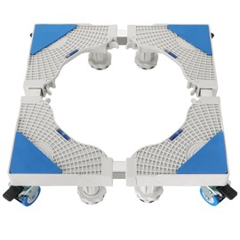 AMGSH Adjustable Mini Fridge Stand | Washing Machine Base Dolly Roller Stand 4×2 Locking Rubber Swivel Wheels 4 Feet,Furniture Mover Mobile Base for Washing Machine,Dryer and Refrigerator (Grey)