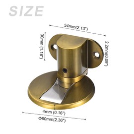METALLIXITY Magnetic Door Stopper(54x30mm/2.13x1.18") 1Pcs, Zinc Alloy Magnetic Floor Door Stopper with Self Adhesive and Screw Mount - for Bedroom Study Office Living Room, Brass Tone