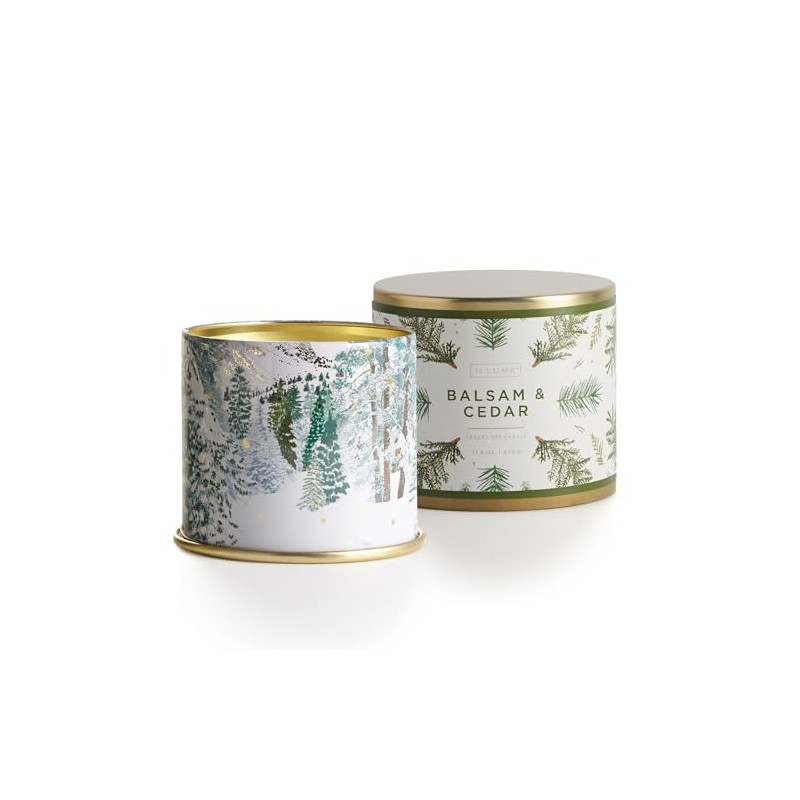 ILLUME Noble Holiday Collection Balsam & Cedar Vanity Tin Candle,