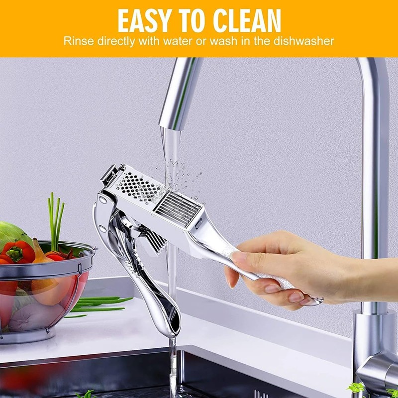 2 in 1 Garlic Press Slicer Stainless Steel Peeler Squeezer