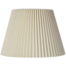 Ivory Linen Knife Pleat Medium Lamp Shade 9" Top x 14.5" Bottom x 10" High (Spider) Replacement with Harp and Finial - Springcrest