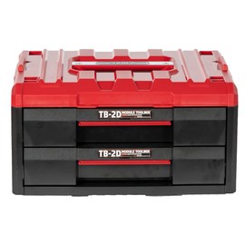 SHUTER 2-Tier Stackable Tool Box with Drawers, ABS Plastic Storage Chest with One-Touch Latch for Power Tools – 16.5 x 13.3 x 9.2 in (TB-2D)